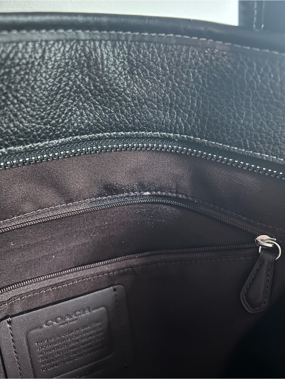 Coach Black Pebbled Leather Double-Handle Tote - Picture 9 of 11